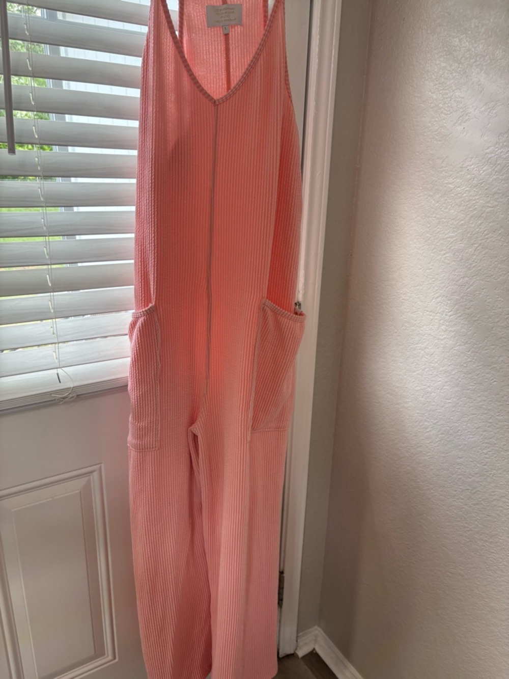 Simply Southern Coral Pink Ribbed Jumpsuit